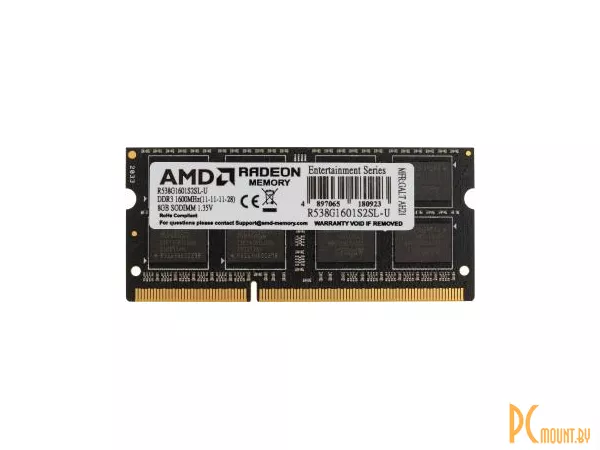 Память для ноутбука SODDR3, 8GB, PC12800 (1600MHz), AMD R538G1601S2SL-U(O)